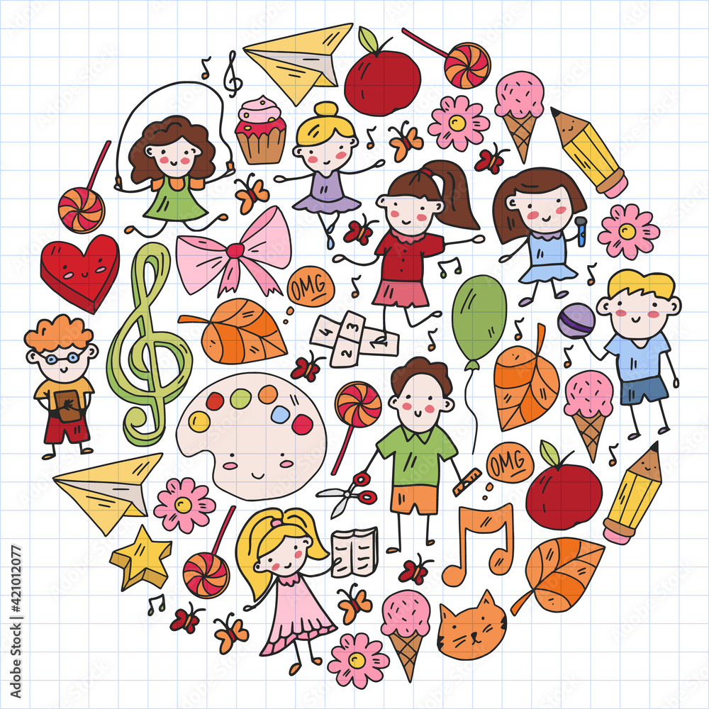 Vector pattern with items for school. Online internet education, e-learning. Vector pattern with items for school. Online internet education, e-learning.