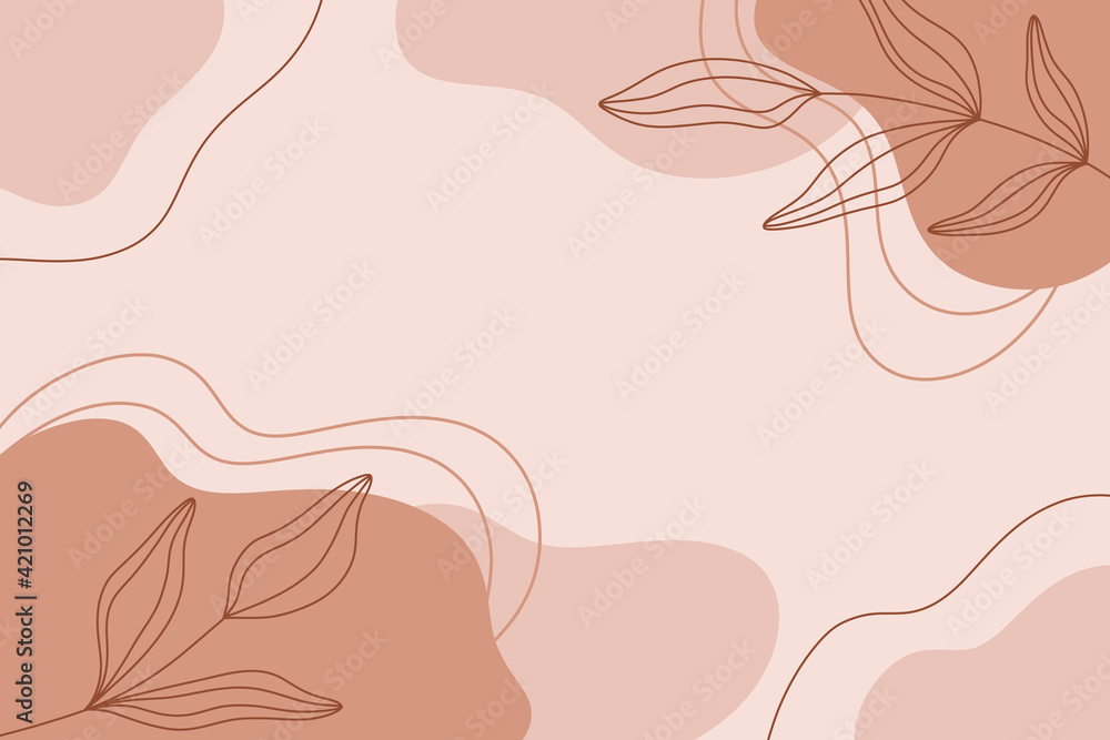 Abstract modern background with brown leaves, pink and yellow colors.Background with space for text. Floral banner template. Abstract modern background with brown leaves, pink and yellow colors.Background with space for text. Floral banner template.