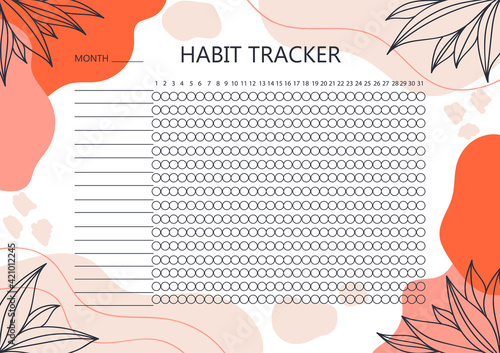Habit tracker template with abstract background