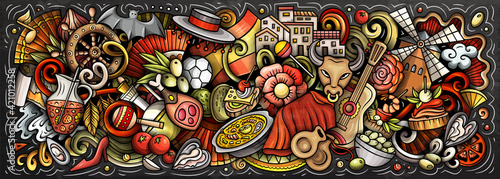 Spain hand drawn cartoon doodles illustration