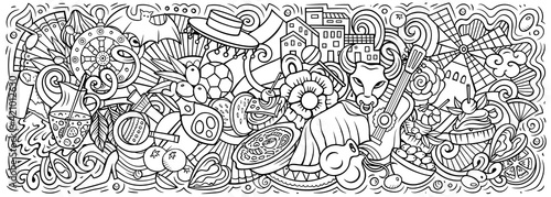 Spain hand drawn cartoon doodles illustration