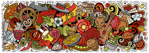 Spain hand drawn cartoon doodles illustration