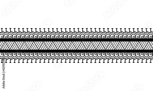 Maori polynesian tattoo bracelet. Tribal sleeve seamless pattern vector. Samoan border tattoo design fore arm or foot. Armband tattoo tribal. band fabric seamless ornament isolated on white background