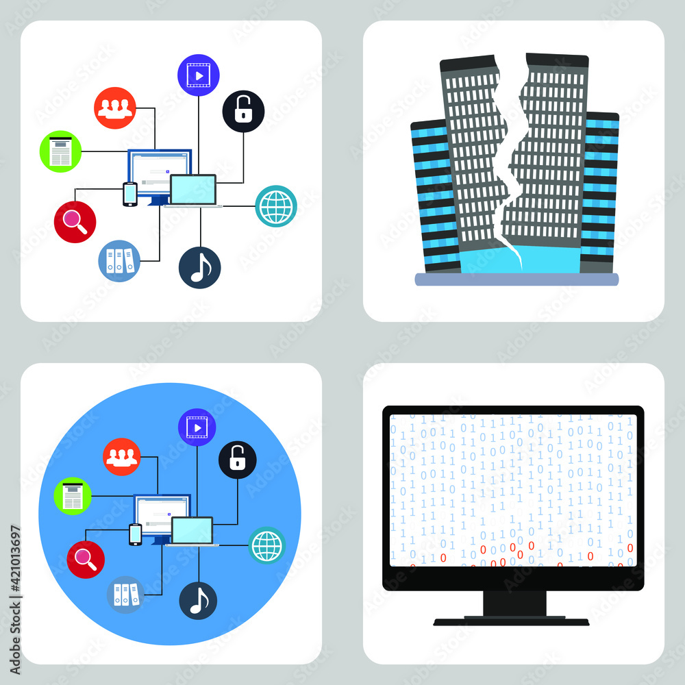 Vector illustration Set for Collect Data, Collapsed Building and Code EPS10 Vector illustration Set for Collect Data, Collapsed Building and Code EPS10
