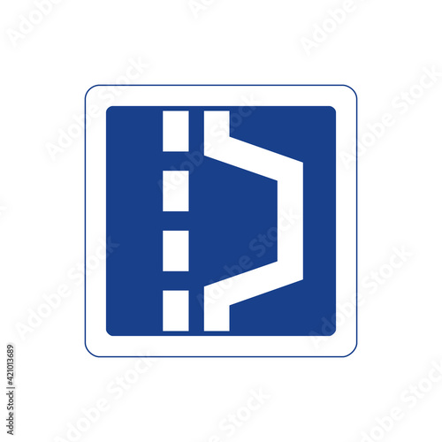 Square traffic signal in blue and white, isolated on white background. Siding in tunnels
