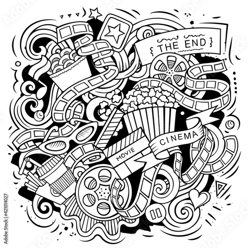 Cinema cartoon vector doodle design