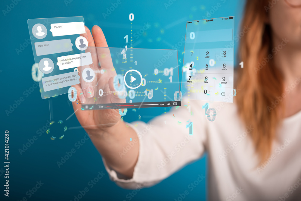 Interface web application in hand 3d Interface web application in hand 3d