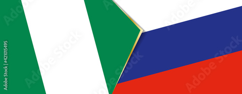 Nigeria and Russia flags, two vector flags.