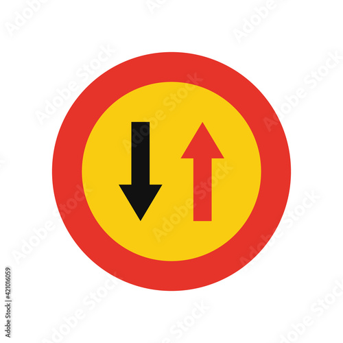 Free Download Rounded traffic signal in yellow and red, isolated on white background. Temporary priority in the opposite direction - GFXLoad