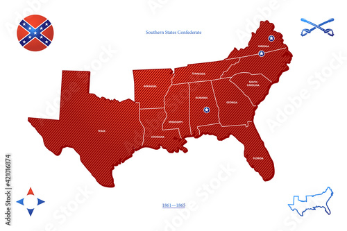 Map Southern States Confederate in the civil war