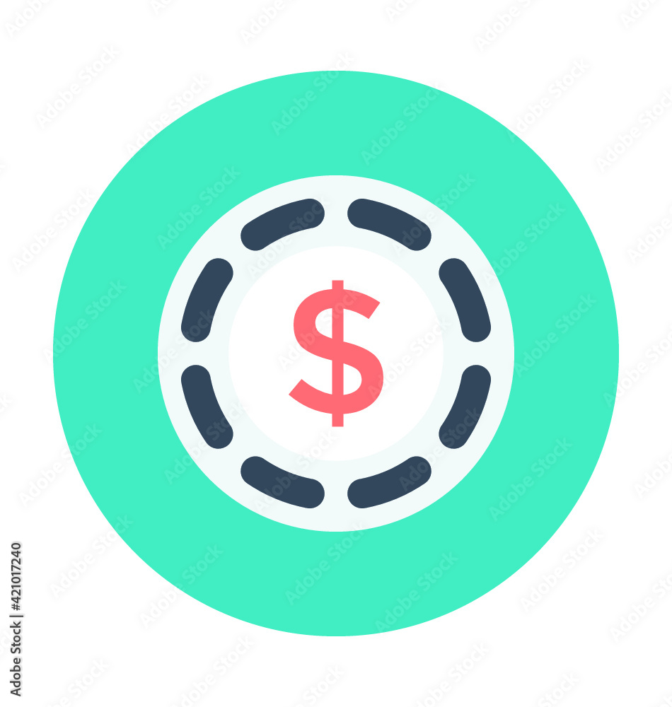 Fototapeta premium Casino Chip Colored Vector Icon