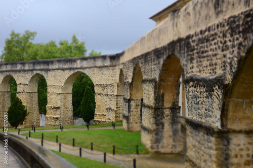 Coimbra, Portugal - August 9, 2015: Arches of the Aqueduct of Garden-San Sebastian near the University of Coimbra