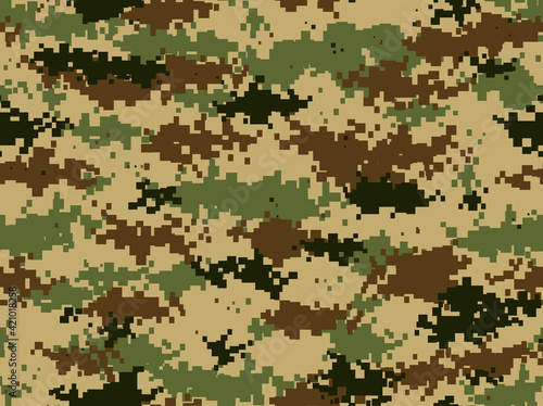 Camouflage seamless pattern. Pixel camo. Military texture. Endless background for printing onto fabric. Vector illustration.