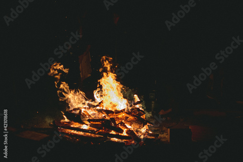 fire in the fireplace