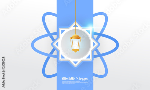 Ramadan background design in white and blue, suitable for complementary designs for Islamic themes