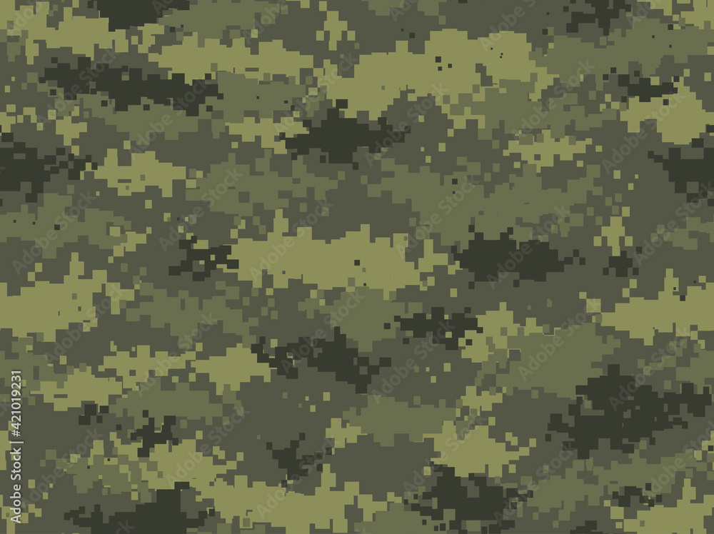Camouflage seamless pattern. Pixel camo. Modern military texture