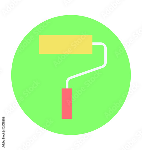 Paint Roller Colored Vector Icon 