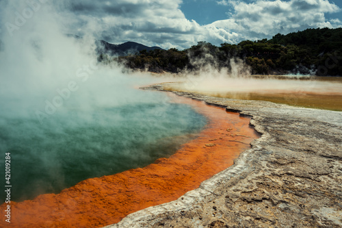 The surreal Champagne Pool found in New Zealand