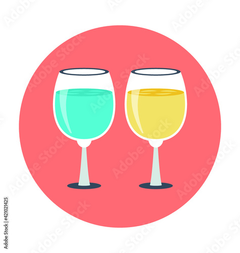 Wine Glasses Colored Vector Icon