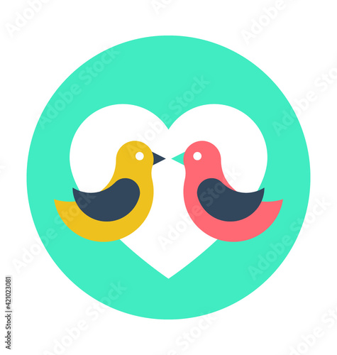 Love Birds Colored Vector Icon