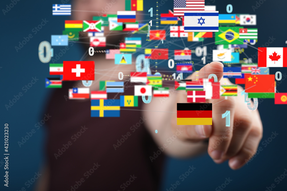 World map with all states and their flags World map with all states and their flags