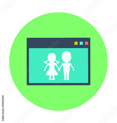 Online Couple Colored Vector Icon