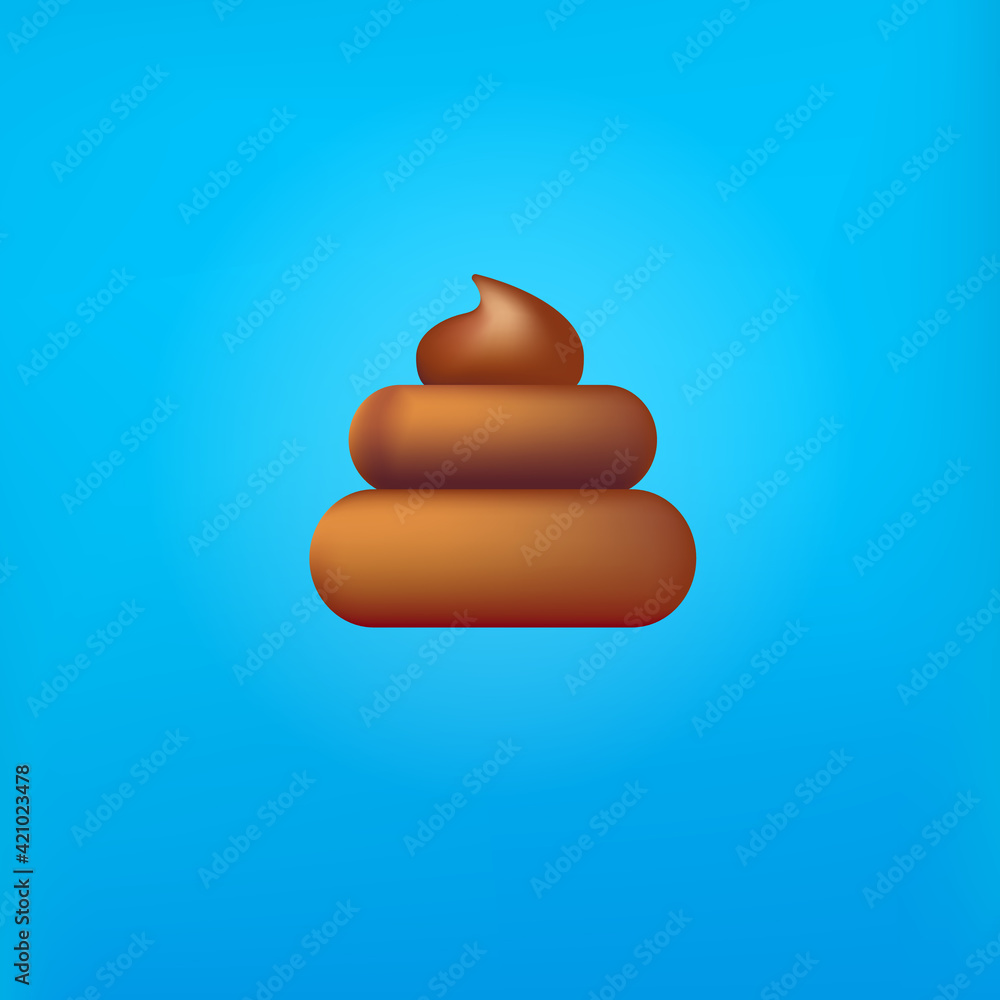 Vector chocolate sweet poop icon isolated on abstract blue background. Cartoon funky pile of poo sticker for your design Vector chocolate sweet poop icon isolated on abstract blue background. Cartoon funky pile of poo sticker for your design
