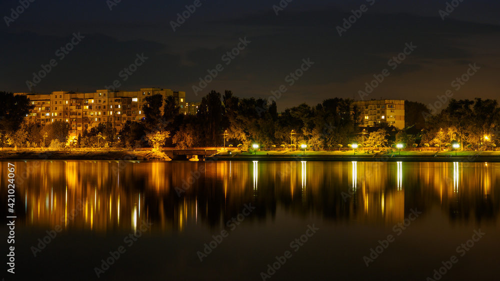 Valea Morilor park at night in Chisinau, Moldova