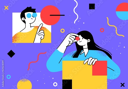 Flat style business people illustration. Coworkers characters communication. Casual business concept vector