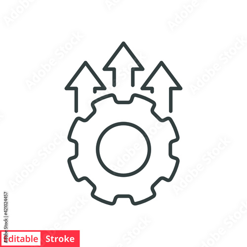 Operational excellence line icon. Simple outline style symbol. Optimize technology, innovation, production growth concept. Vector illustration isolated on white background. Editable Stroke EPS 10.