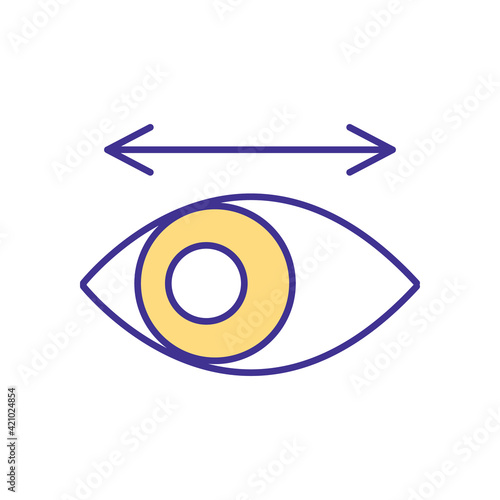Testing eye reflectors RGB color icon. Doctor cheking how good human visionary system moves in different directions. Eyes medical testing process. Isolated vector illustration