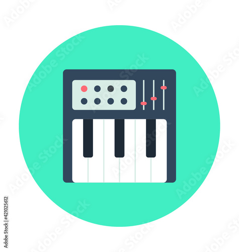 Piano Keyboard Colored Vector Icon