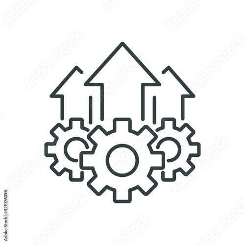 Operational excellence line icon. Simple outline style symbol. Optimize technology, innovation, production growth concept. Vector illustration isolated on white background. EPS 10.