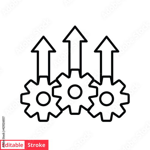 Operational excellence line icon. Simple outline style symbol. Optimize technology, innovation, production growth concept. Vector illustration isolated on white background. Editable Stroke EPS 10.