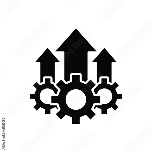 Operational excellence glyph icon. Simple solid style symbol. Optimize technology, innovation, production growth concept. Vector illustration isolated on white background. EPS 10.