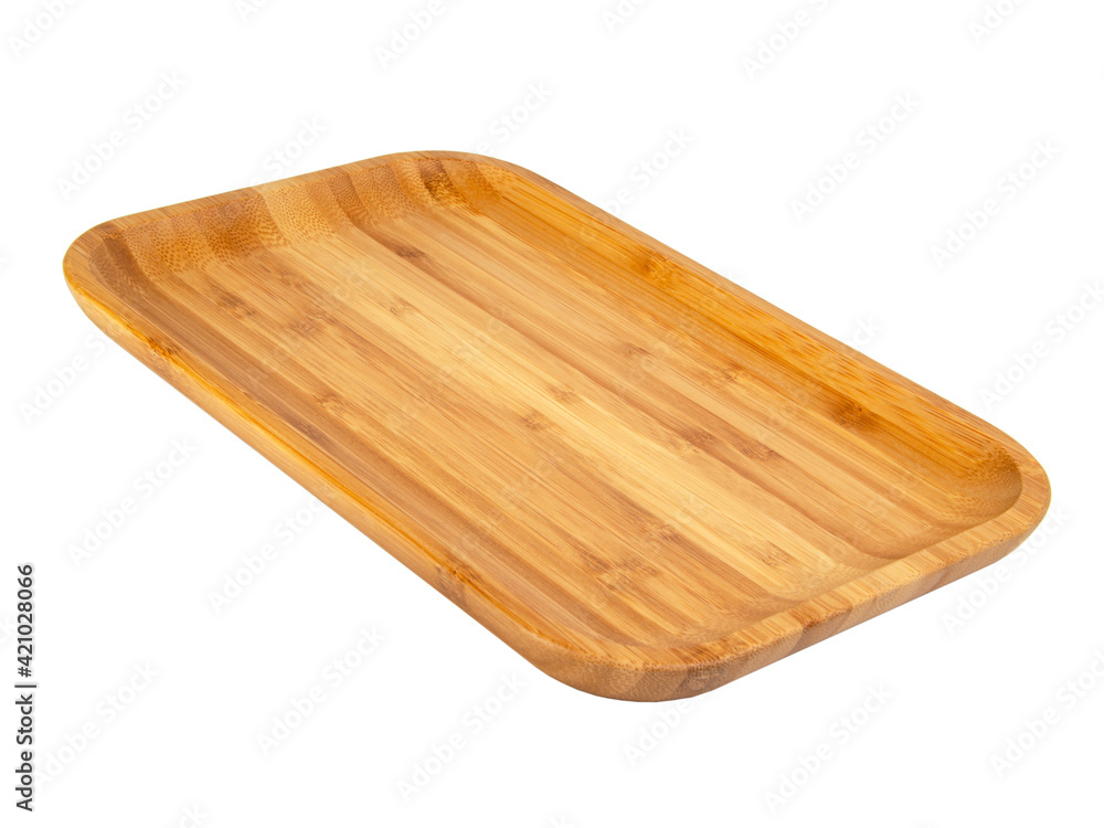 Craft wooden rectangular plate isolated on the white background Craft wooden rectangular plate isolated on the white background