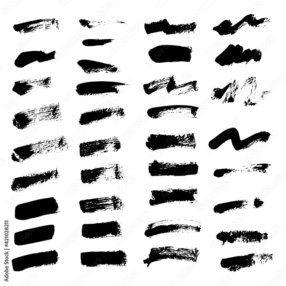 Vector black paint brush stroke. Grunge texture brush on white background. Vector black paint brush stroke. Grunge texture brush on white background.