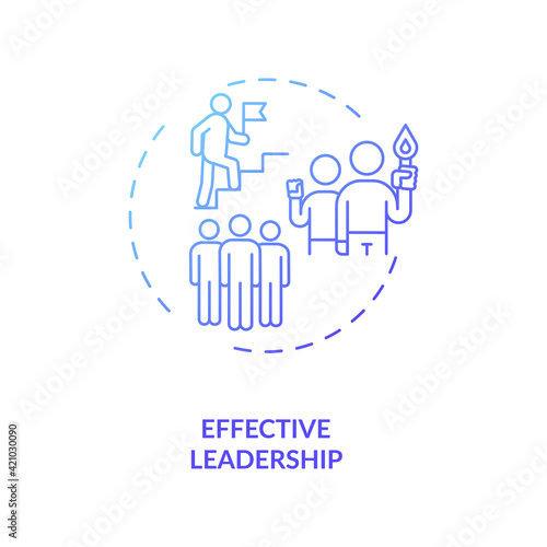 Effective leadership concept icon. Achieving goals idea thin line illustration. Providing direction and guidance. Inspiration and mentoring. Vector isolated outline RGB color drawing