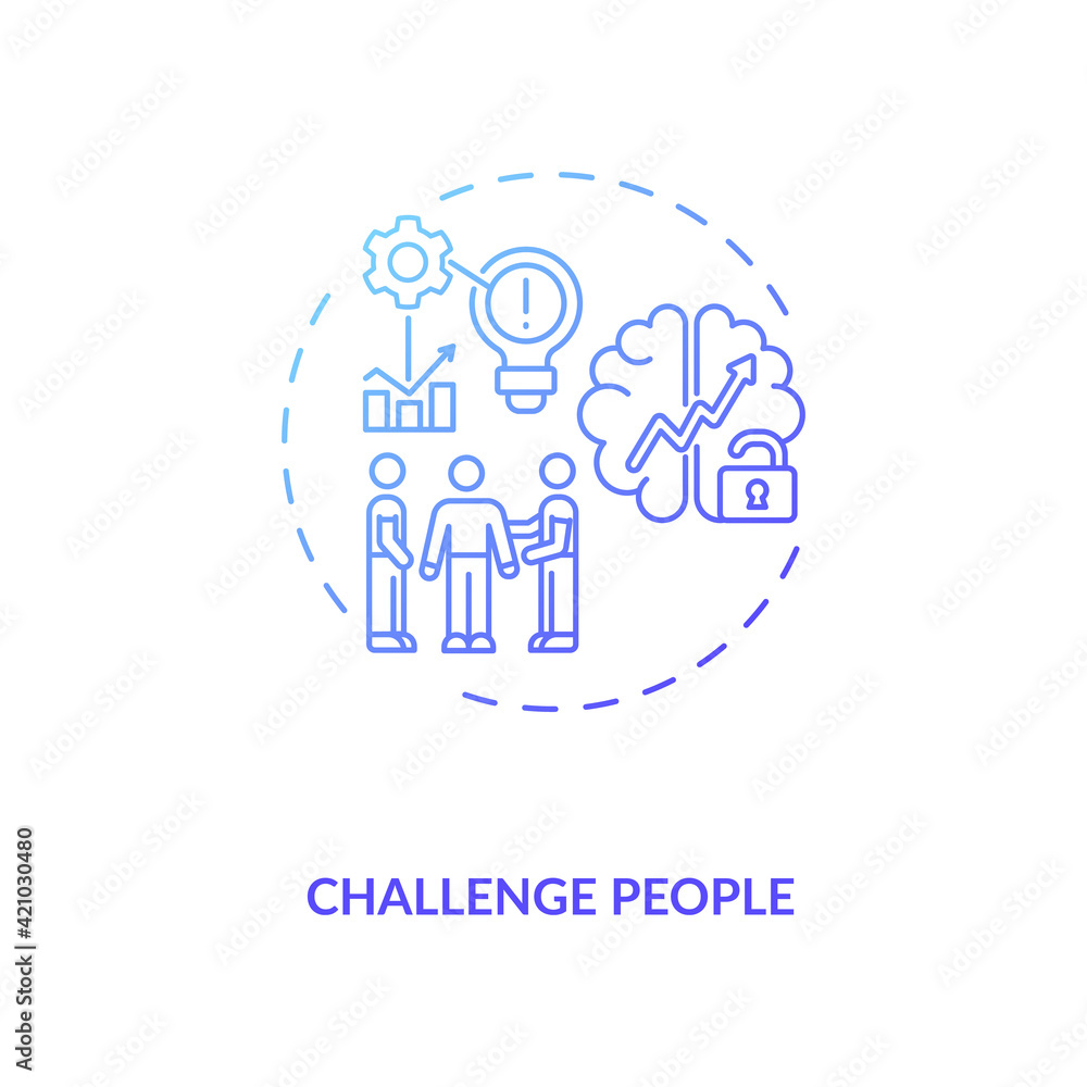 Challenge people concept icon. Inspiration from exertion and creativity idea thin line illustration. Speakers and preachers. Motivation conference.Vector isolated outline RGB color drawing Challenge people concept icon. Inspiration from exertion and creativity idea thin line illustration. Speakers and preachers. Motivation conference.Vector isolated outline RGB color drawing