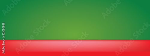 Red table with Green wall.