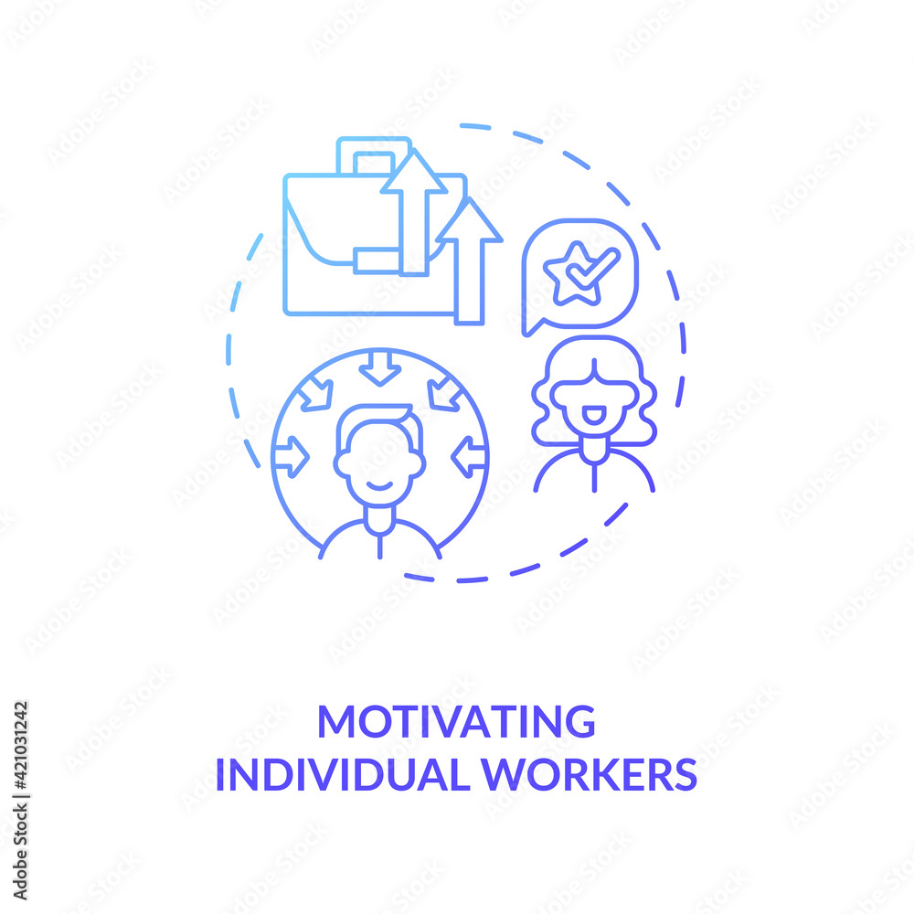 Motivating individual workers concept icon. Find motivator for good work of employees idea thin line illustration. Inspiration and motivation. Vector isolated outline RGB color drawing Motivating individual workers concept icon. Find motivator for good work of employees idea thin line illustration. Inspiration and motivation. Vector isolated outline RGB color drawing