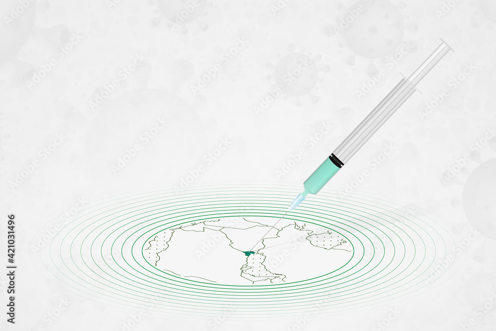 Kuwait vaccination concept, vaccine injection in map of Kuwait. Vaccine and vaccination against