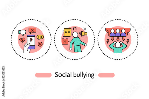 Social bullying color line icon. People violence Pictogram for web page, mobile app, promo. Editable stroke.