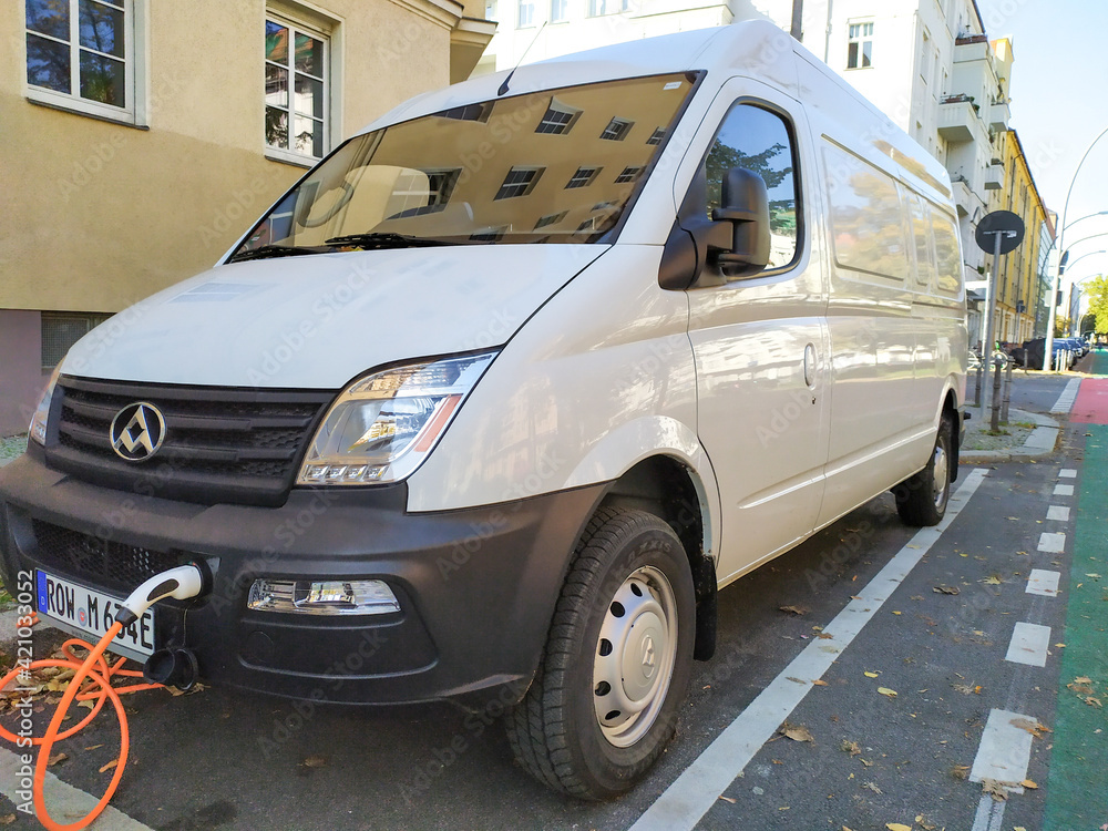 Berlin, Germany - October 13, 2019: LDV Maxus EV80 electric van Stock Photo  | Adobe Stock