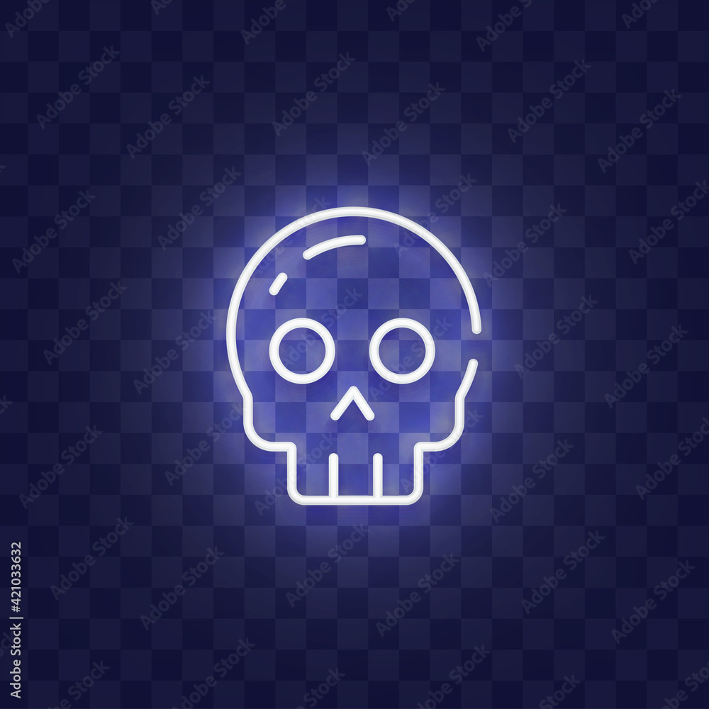 Skull neon sign isolated, bright signboard. Skull icon neon, emblem. Vector illustration Skull neon sign isolated, bright signboard. Skull icon neon, emblem. Vector illustration