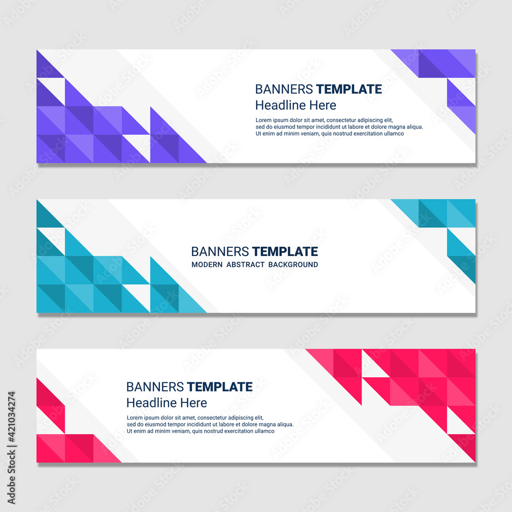 Set of horizontal banner design modern social media template isolated white background Set of horizontal banner design modern social media template isolated white background