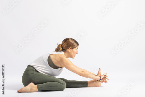 (48-104) One Leg Folded Forward Bend Pose(Trianga Mukhaikapada)Yoga Posture (Asana)