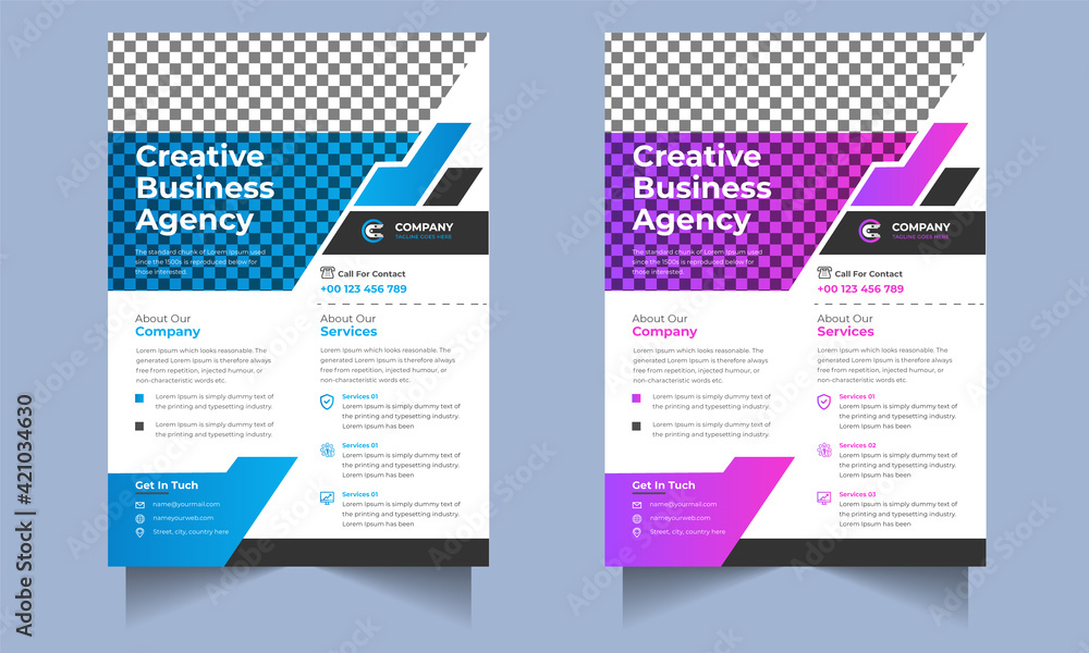 Corporate Business flyer template vector design, Flyer Template Geometric shape used for business poster Graphic design layout, IT Company flyer with blue geometric shapes.