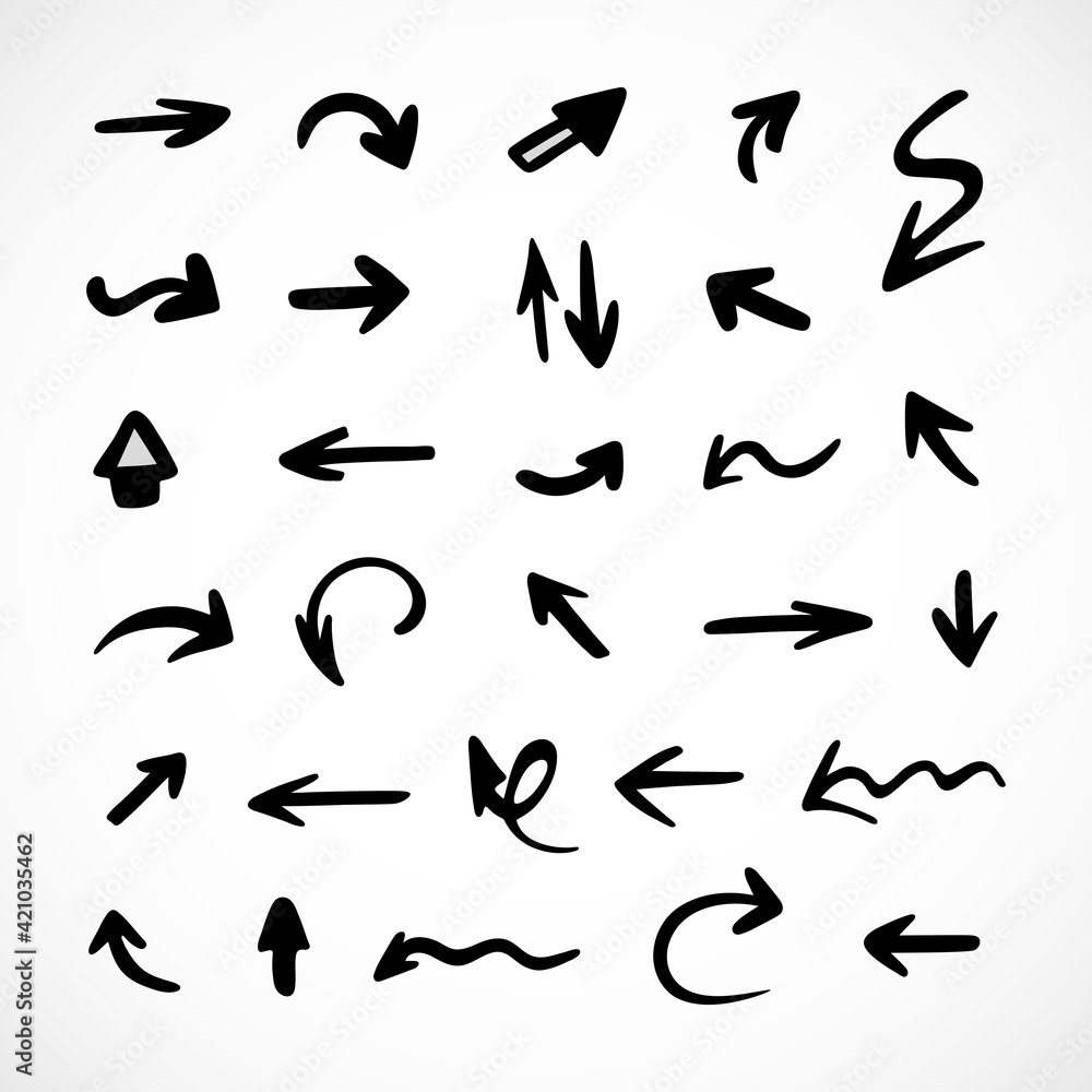 Vector set of hand-drawn arrows, elements for presentation Vector set of hand-drawn arrows, elements for presentation