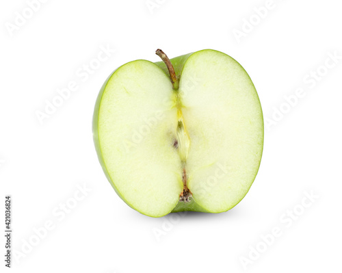 Sliced apple green isolated on white background.
